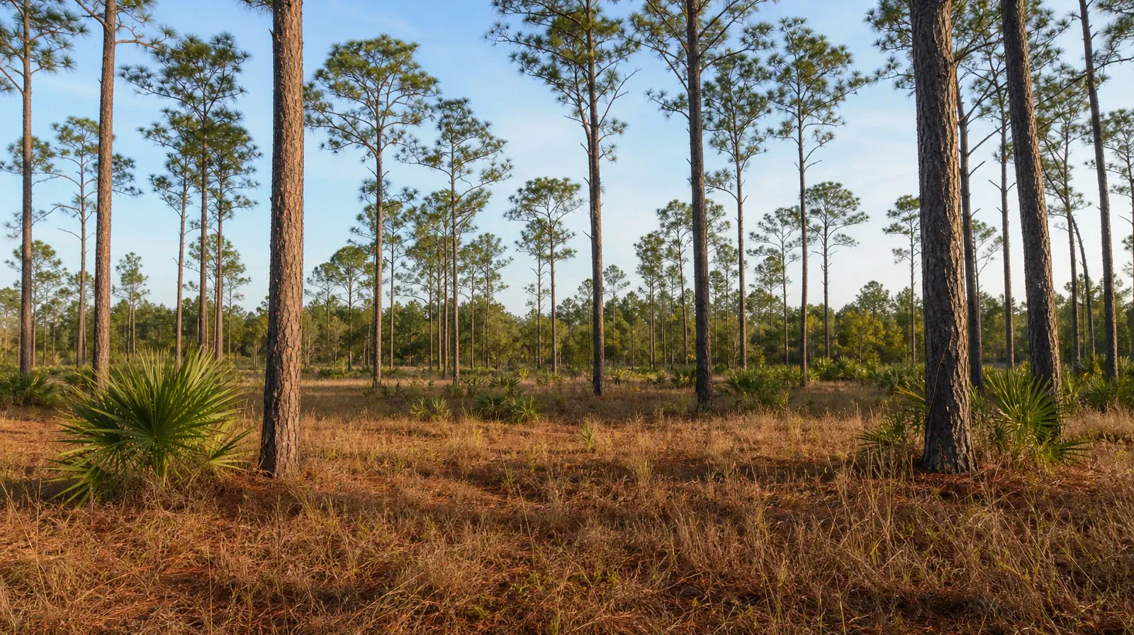 Slender pine trees and low palmettos border an open grassy clearing · Drug and Alcohol Detox for Atlantis, FL Residents