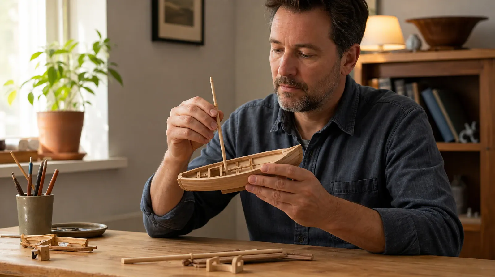 An adult fits a mast into a small wooden model sailboat… · Prescription drugs Addiction Treatment for Aventura, FL Residents