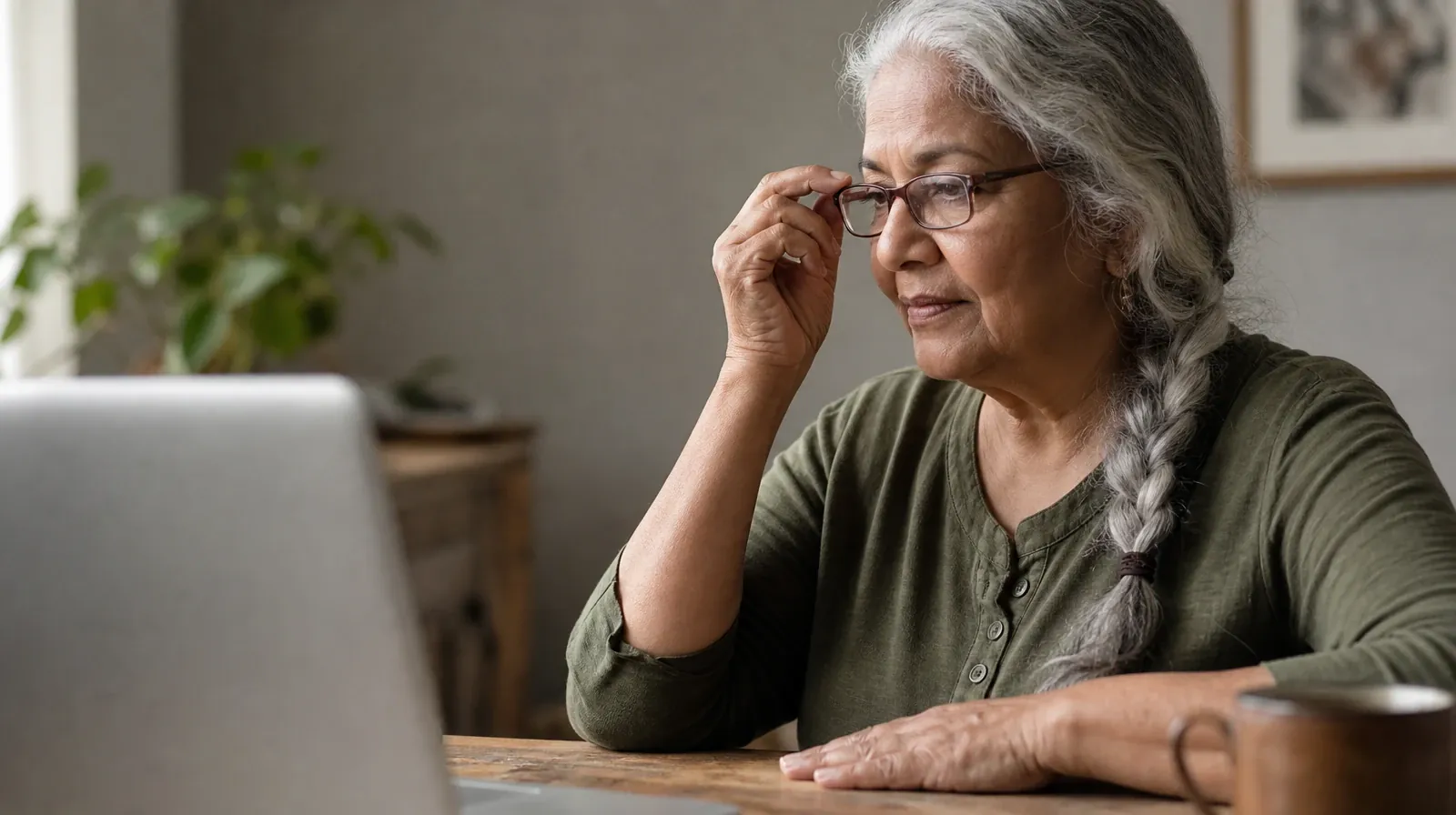 Starting a Treatment Conversation for Bay Harbor Islands, FL | An older adult adjusts reading glasses while seated beside… An older adult adjusts reading glasses while seated beside… · Starting a Treatment Conversation for Bay Harbor Islands, FL
