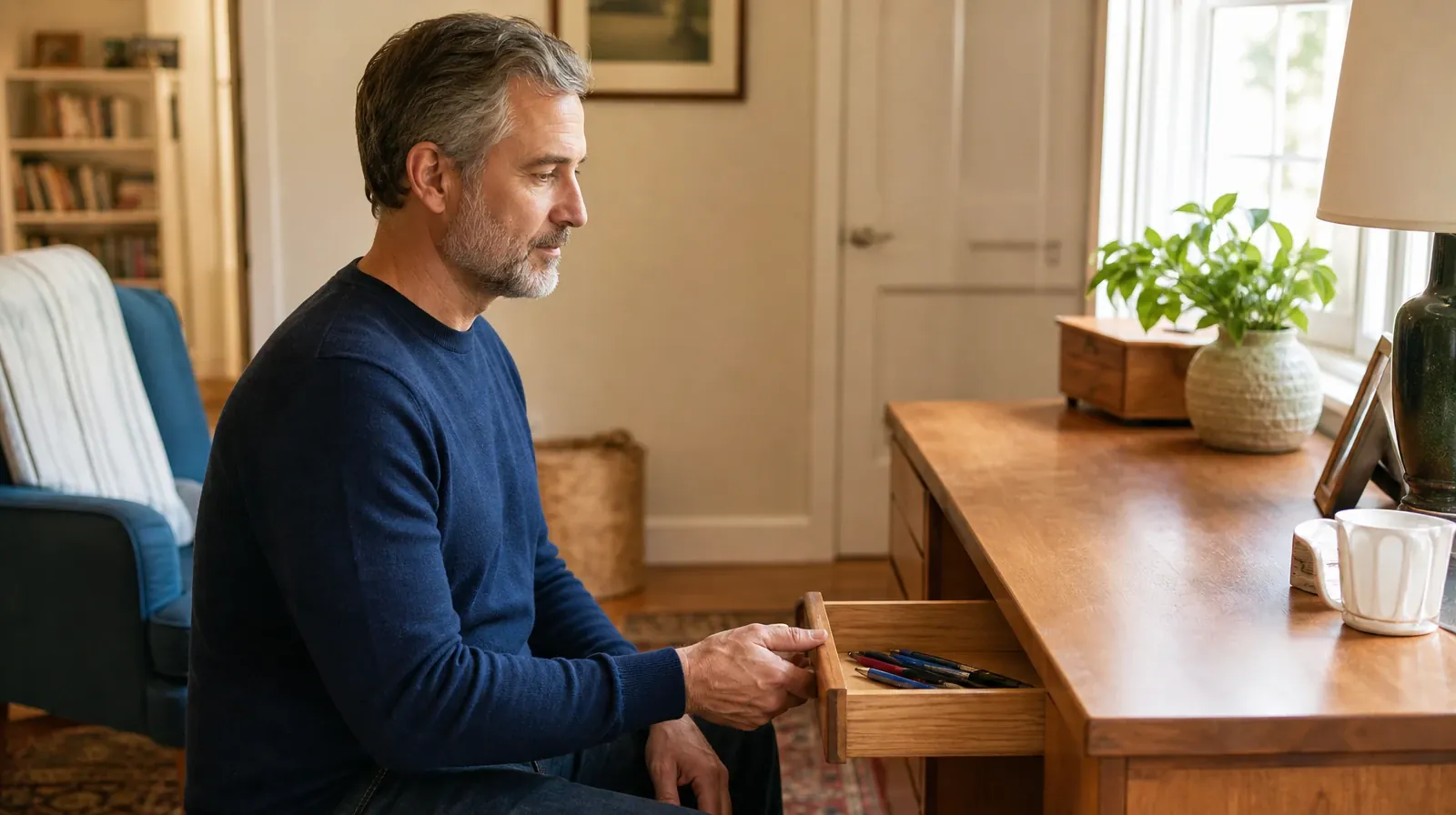 Polysubstance Addiction Care for Bay Harbor Islands, FL Residents | An adult gently closes a wooden home desk drawer… An adult gently closes a wooden home desk drawer… · Polysubstance Addiction Care for Bay Harbor Islands, FL Residents