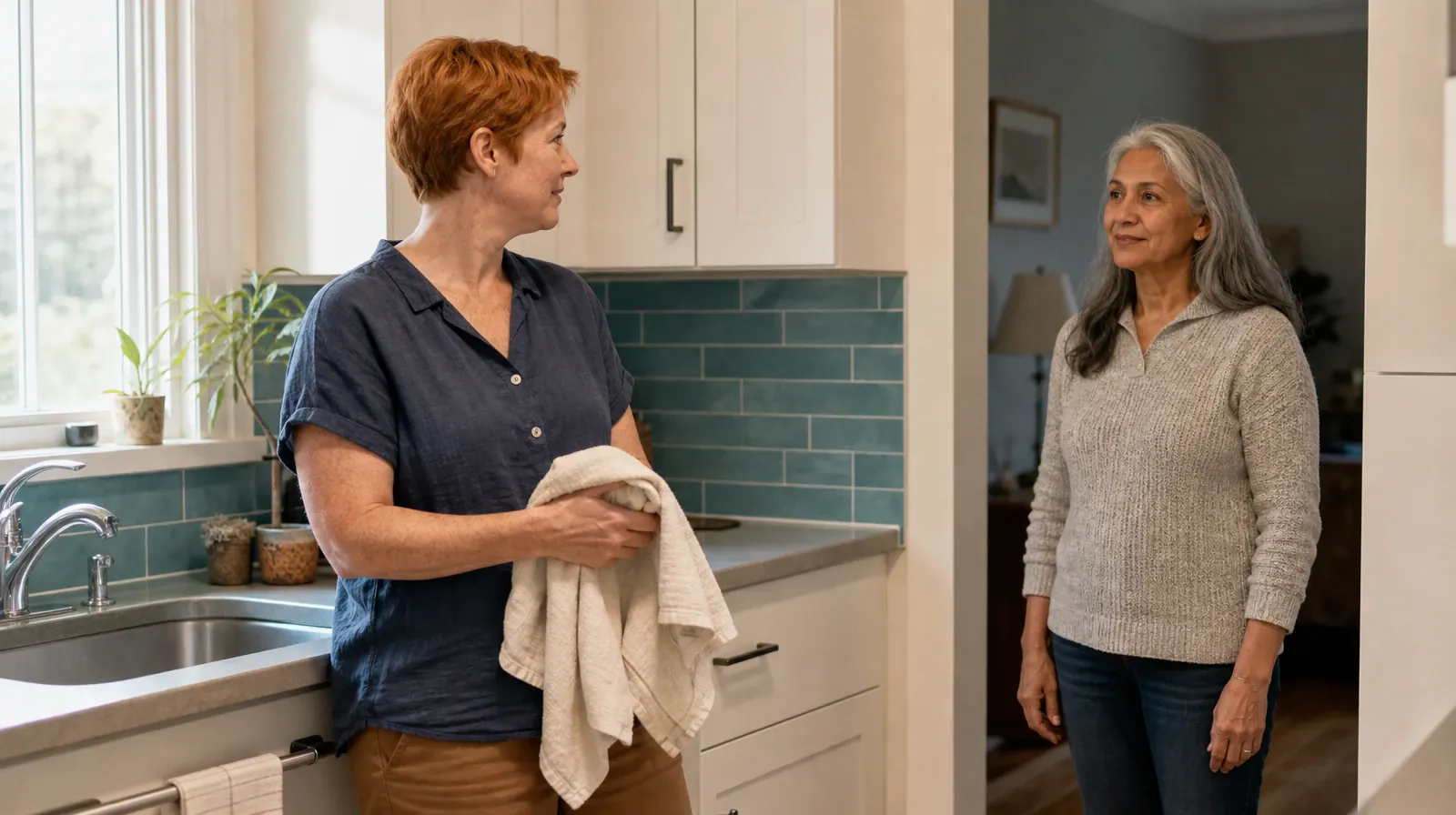Benzodiazepines Addiction Treatment for Big Torch Key, FL | An adult dries their hands on a towel while turning toward… An adult dries their hands on a towel while turning toward… · Benzodiazepines Addiction Treatment for Big Torch Key, FL