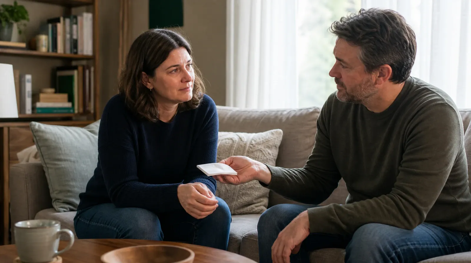 Addiction Treatment for Boca Raton, FL Residents | One adult offers a plain tissue to another during a quiet seated… One adult offers a plain tissue to another during a quiet seated… · Addiction Treatment for Boca Raton, FL Residents