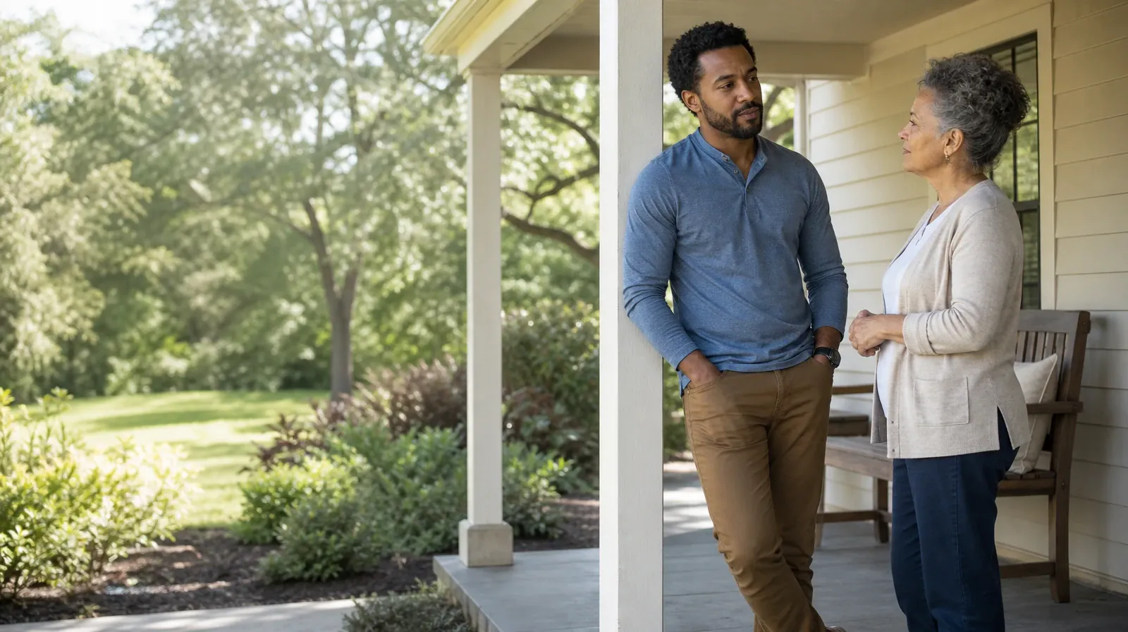 Returning Home After Treatment for Boynton Beach, FL Residents | Two adults share a calm porch conversation Two adults share a calm porch conversation · Returning Home After Treatment for Boynton Beach, FL Residents