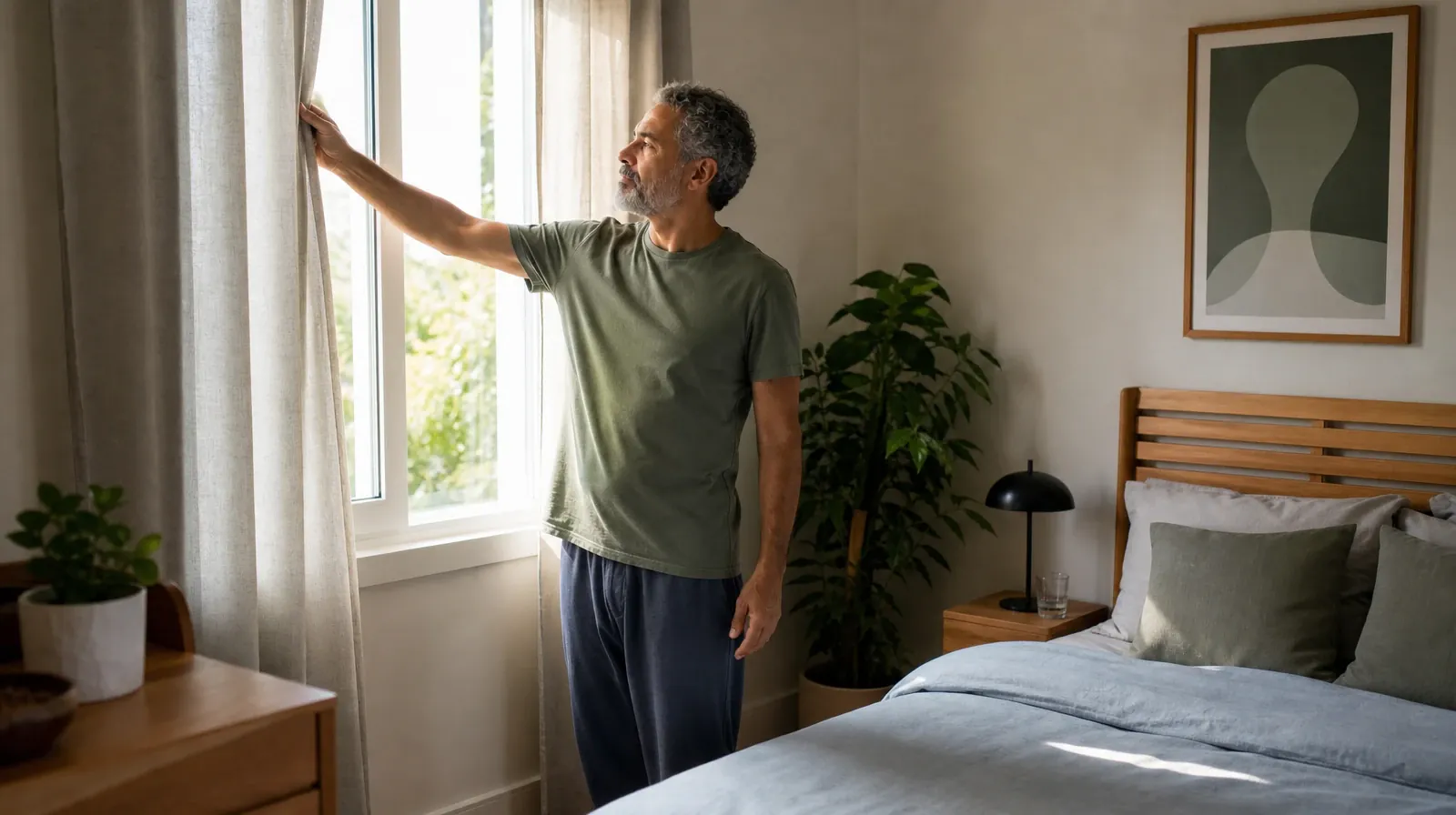 An adult opens a plain curtain in morning light · Polysubstance use Addiction Treatment for Boynton Beach, FL