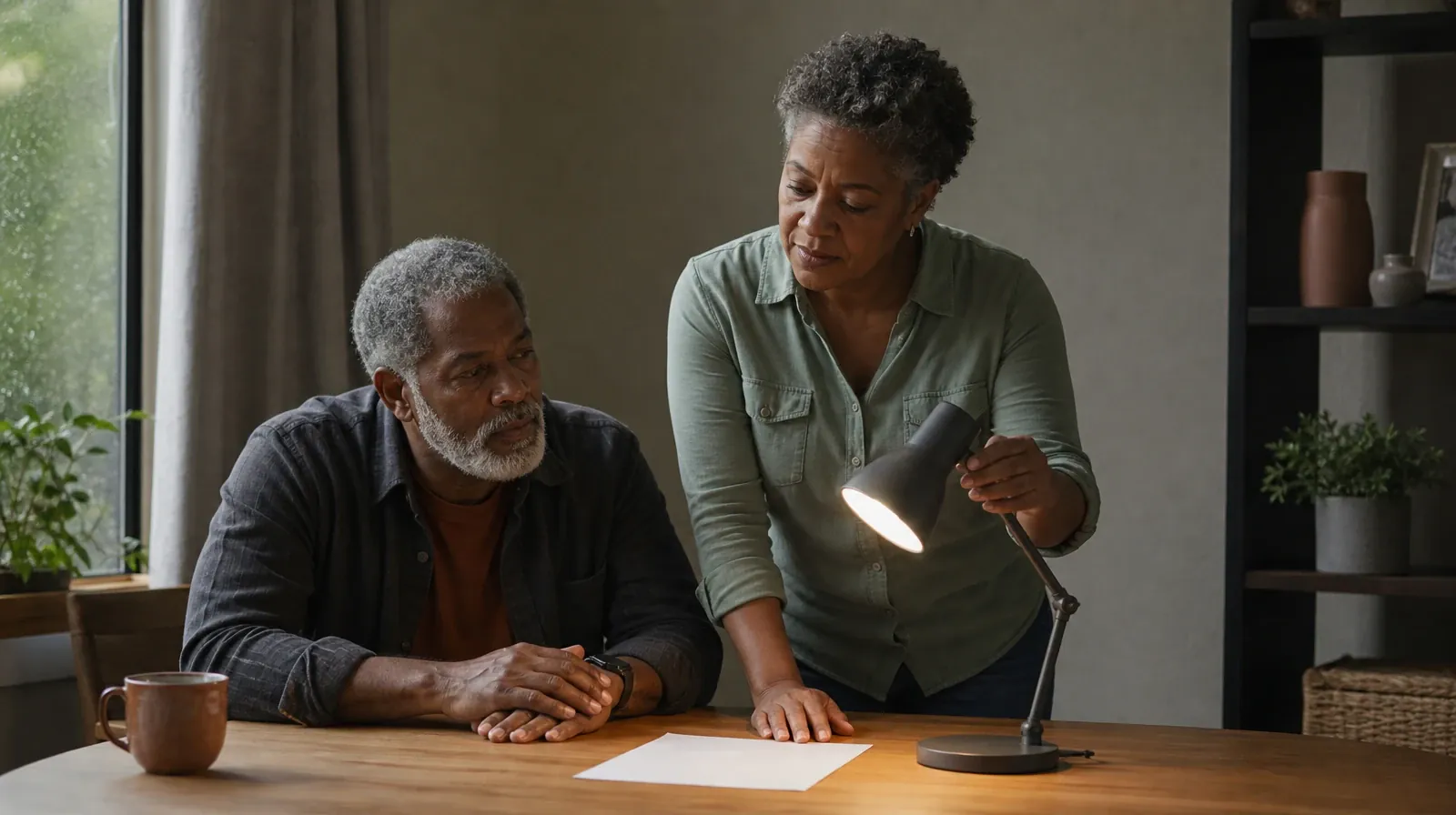 An adult adjusts a desk lamp beside blank paper · Alcohol Addiction Treatment for Cooper City, FL Residents