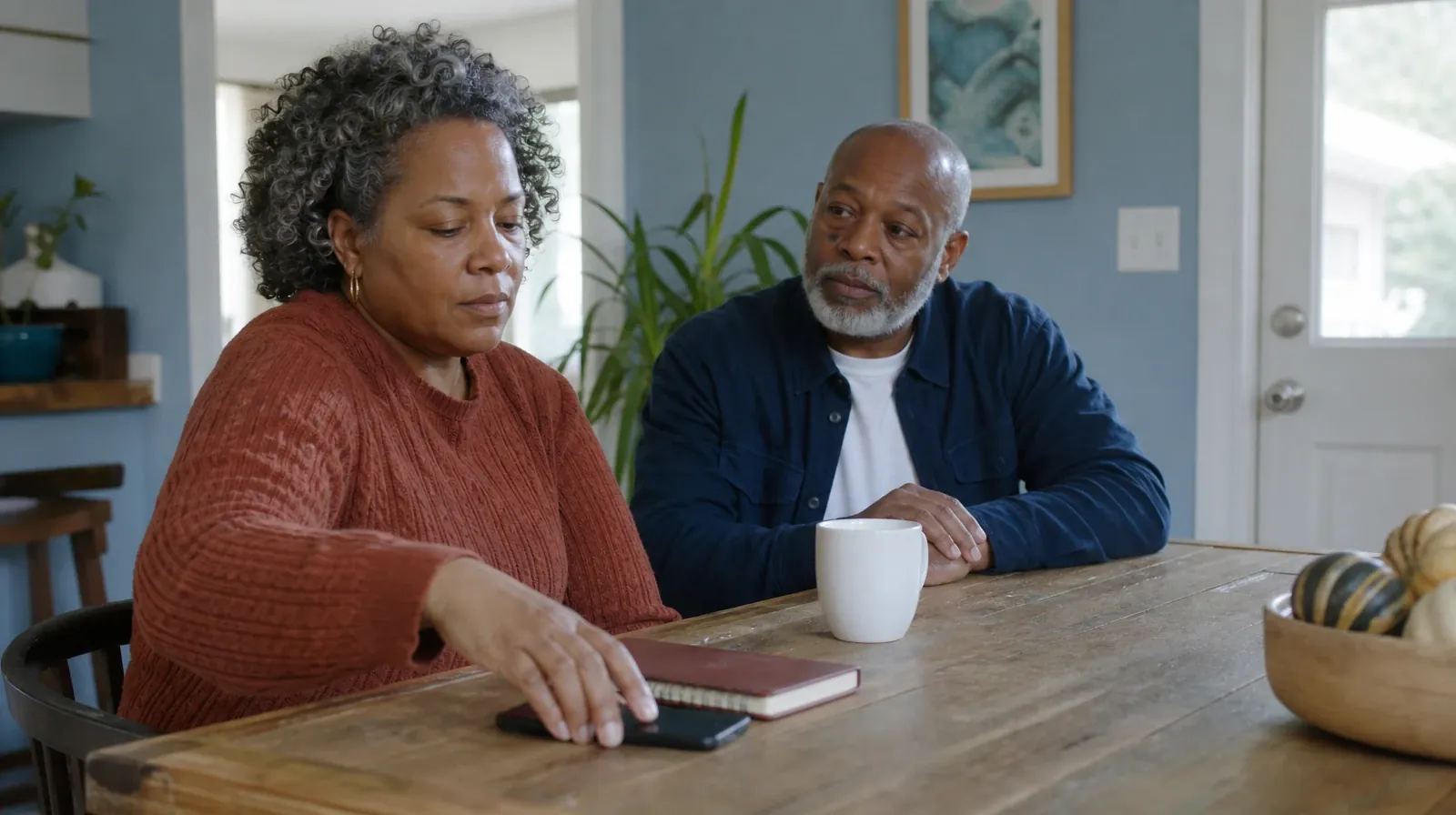 An adult places a phone face down beside a closed notebook · Starting a Treatment Conversation for Coral Gables, FL Residents