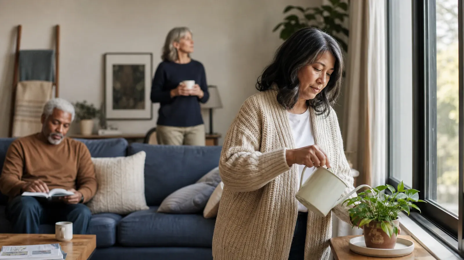 An adult waters a small houseplant by a window · Opioids Addiction Treatment for Cutler Bay, FL Residents