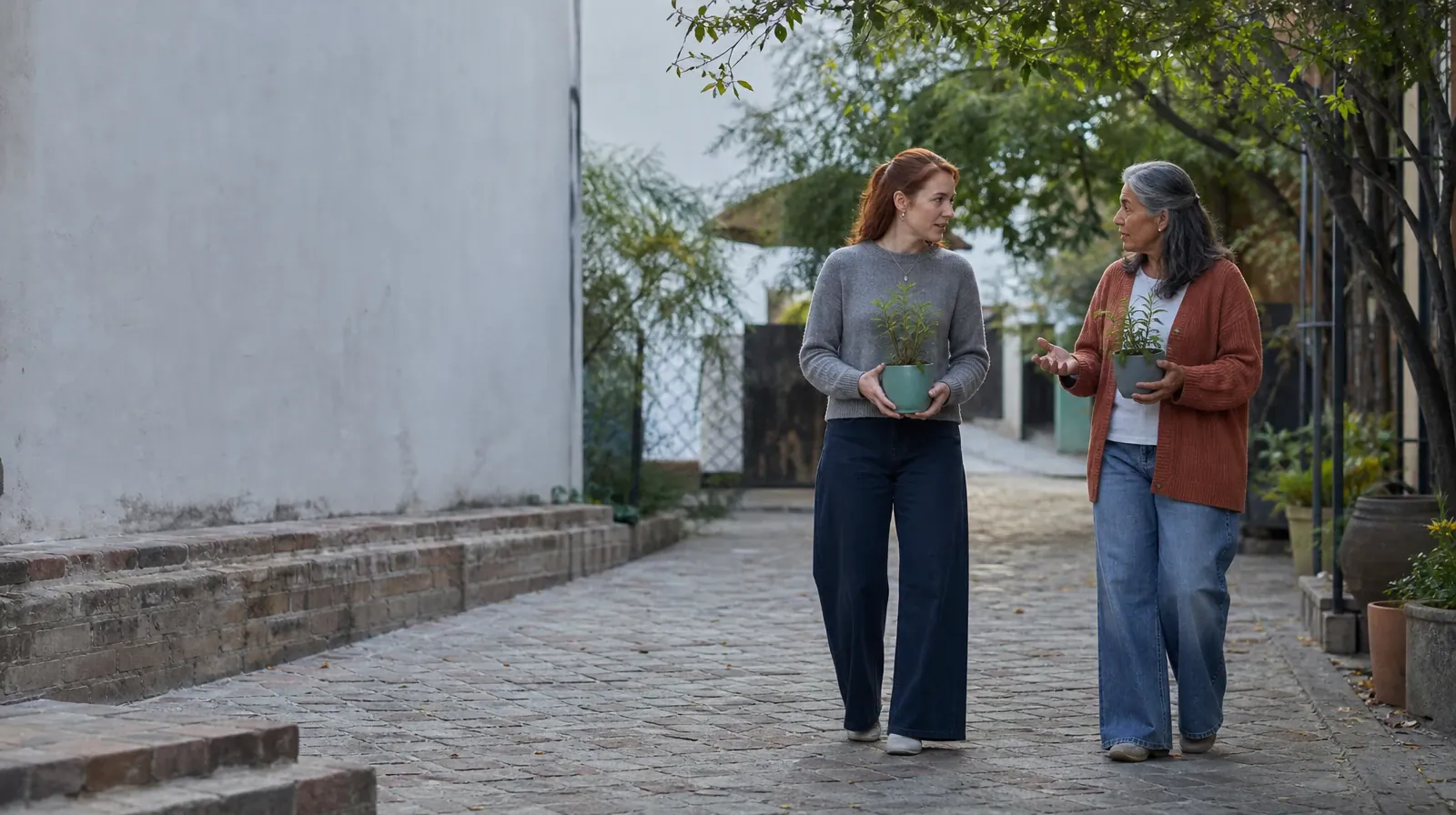 Treatment Cost Questions for Davie, FL Residents | Two adults pause with small plants in a courtyard Two adults pause with small plants in a courtyard · Treatment Cost Questions for Davie, FL Residents