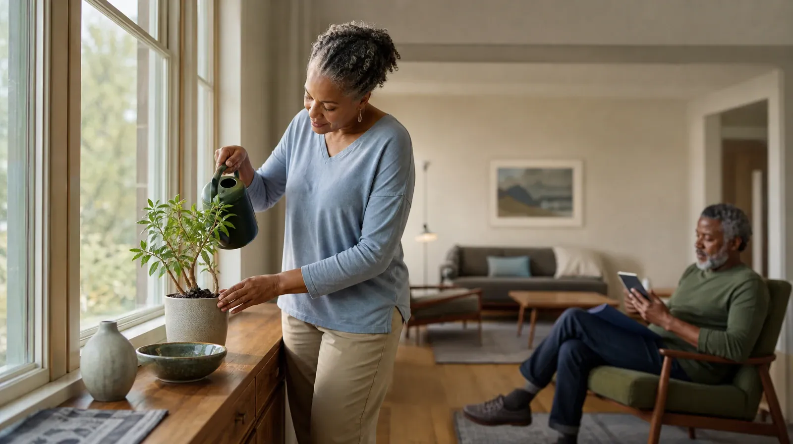 An adult waters a small houseplant by a window · Treatment Cost Questions for Deerfield Beach, FL Residents