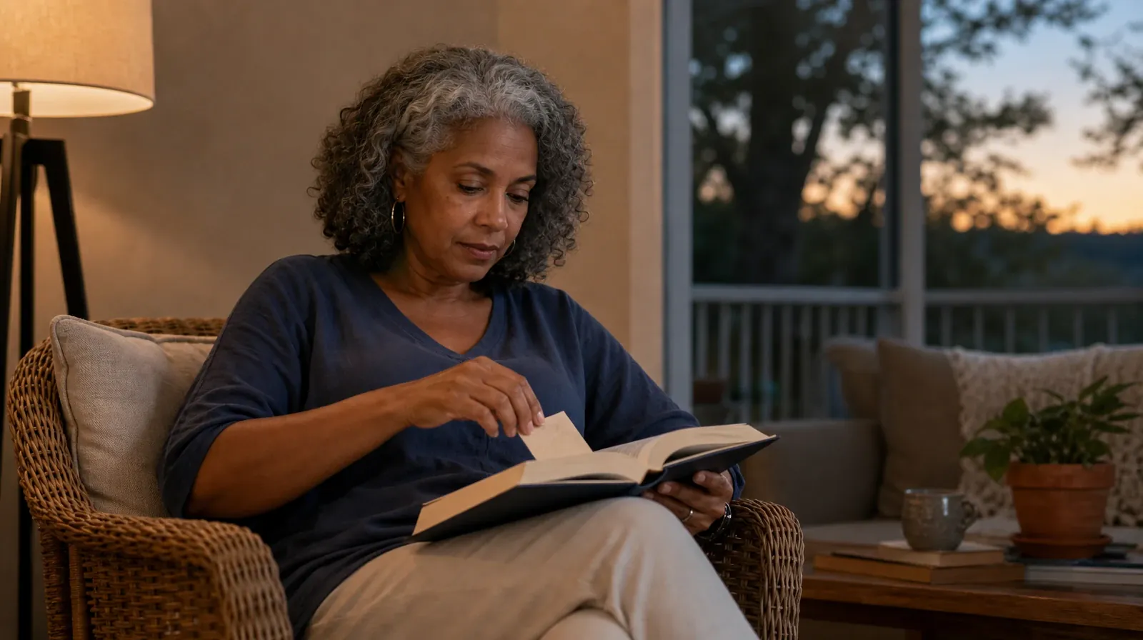 An adult places a bookmark in an unlettered book · Starting a Treatment Conversation for El Portal, FL Residents