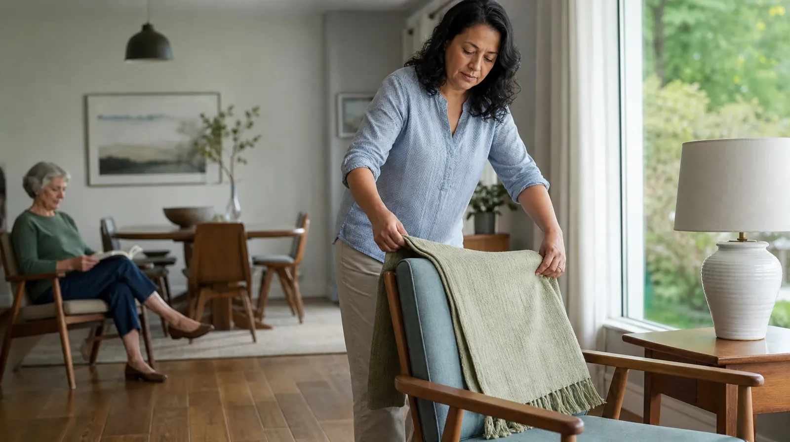 Alcohol Addiction Treatment for El Portal, FL Residents | An adult folds a plain cotton throw over a chair An adult folds a plain cotton throw over a chair · Alcohol Addiction Treatment for El Portal, FL Residents