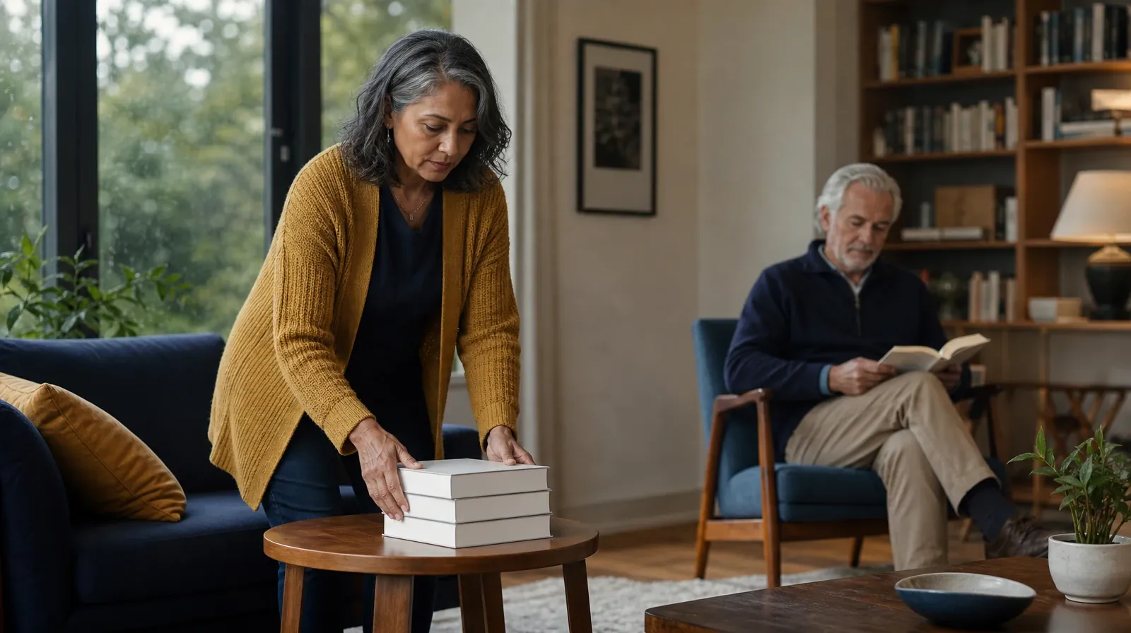 An adult stacks three plain books on a table · Prescription drugs Addiction Treatment for El Portal, FL
