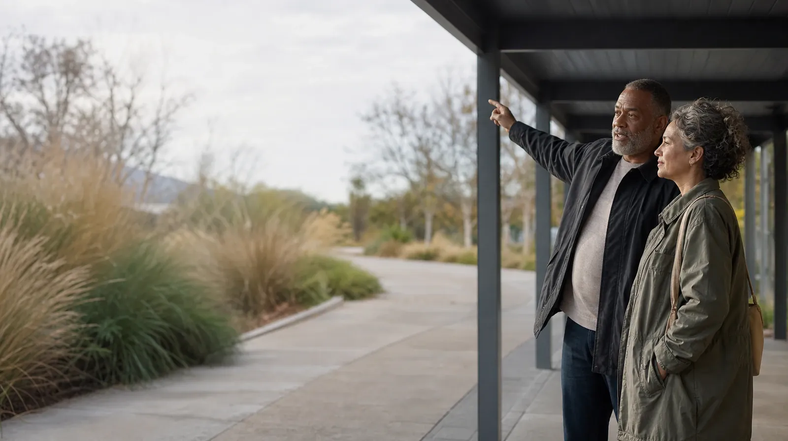 Two adults talk beneath a covered walkway · Adult Recovery Support Resources for Fort Lauderdale, FL