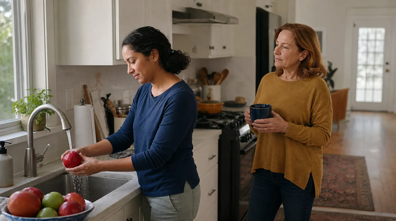 An adult rinses an apple at a kitchen sink · Hallucinogens Addiction Treatment for Fort Lauderdale, FL