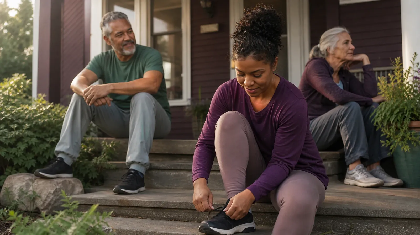 An adult ties a shoe on a low home step · Residential Addiction Treatment for Greenacres, FL