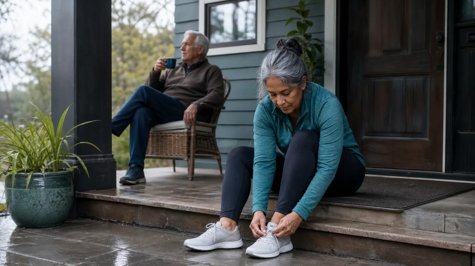 An adult ties a shoe on a low home step · Treatment Cost Questions for Hallandale Beach, FL Residents