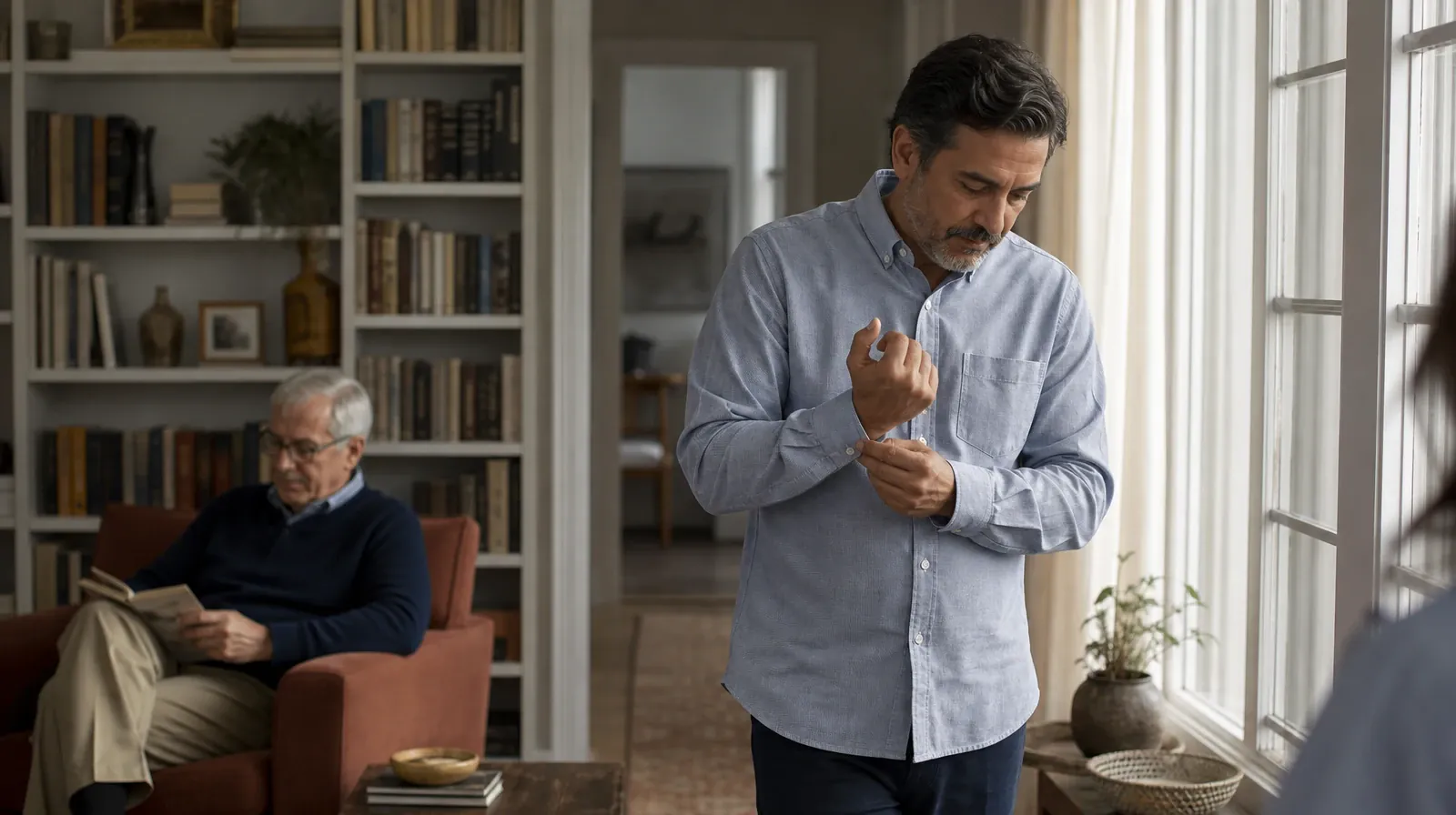 Returning Home After Treatment for Hialeah, FL Residents | An adult buttons a shirt cuff near a window An adult buttons a shirt cuff near a window · Returning Home After Treatment for Hialeah, FL Residents
