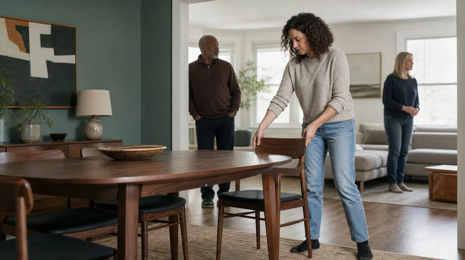 An adult straightens a chair at a cleared table · Supporting an Adult Loved One for Hialeah Gardens, FL Residents