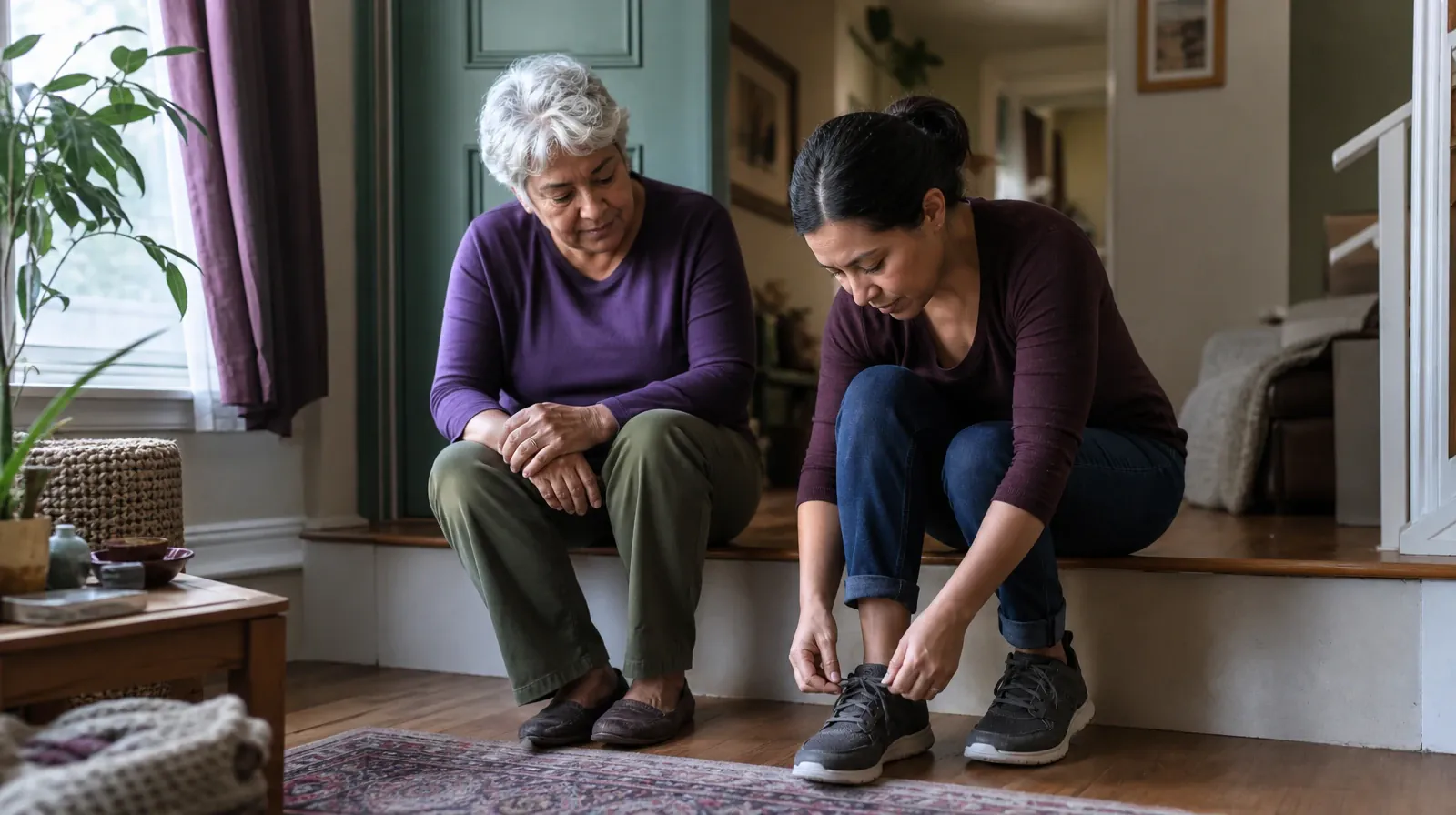 An adult ties a shoe on a low home step · Fentanyl Addiction Treatment for Homestead, FL Residents