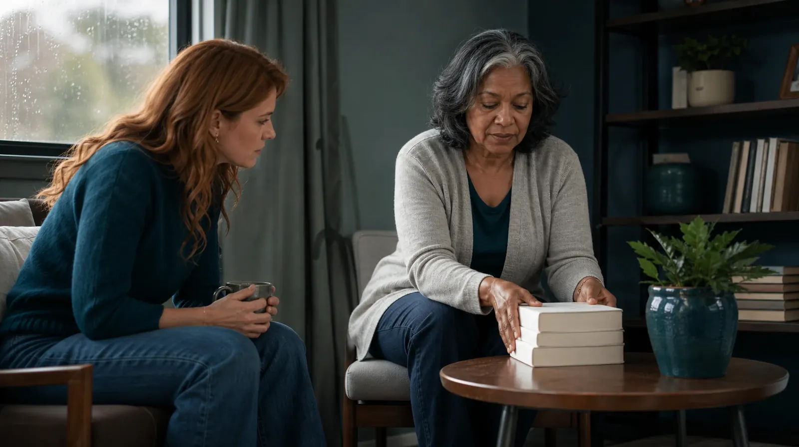 An adult stacks three plain books on a table · Prescription drugs Addiction Treatment for Lake Park, FL