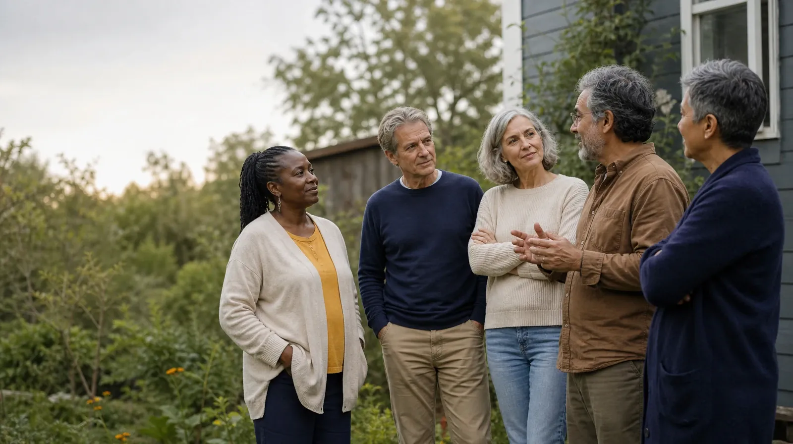 Adult Recovery Support Resources for Lantana, FL Residents | Five adults listen during an informal garden conversation Five adults listen during an informal garden conversation · Adult Recovery Support Resources for Lantana, FL Residents