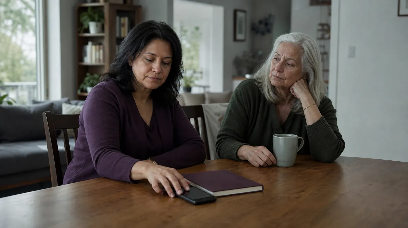 An adult places a phone face down beside a closed notebook · Residential Drug and Alcohol Addiction Treatment for Layton, FL