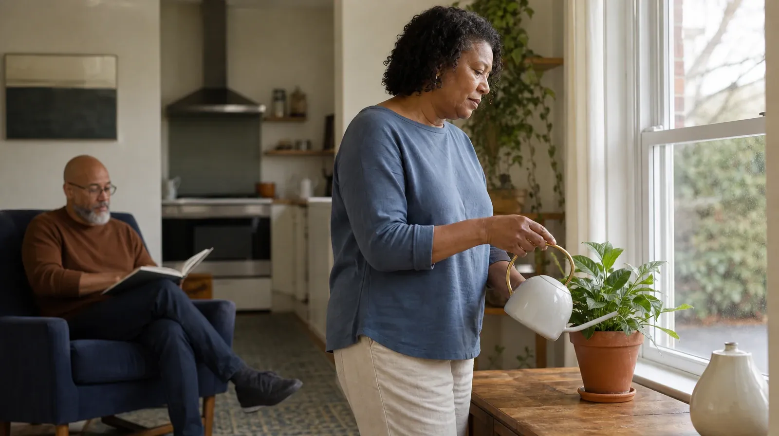 Starting a Treatment Conversation for Long Key, FL Residents | An adult waters a houseplant while another adult reads… An adult waters a houseplant while another adult reads… · Starting a Treatment Conversation for Long Key, FL Residents