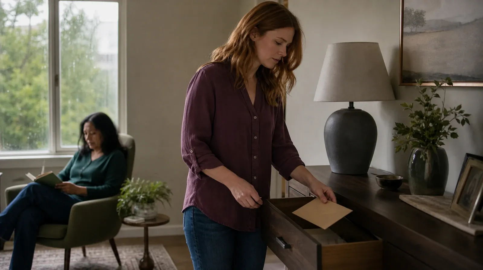 An adult places a plain sealed envelope in a drawer · Residential Addiction Treatment for Mangonia Park, FL