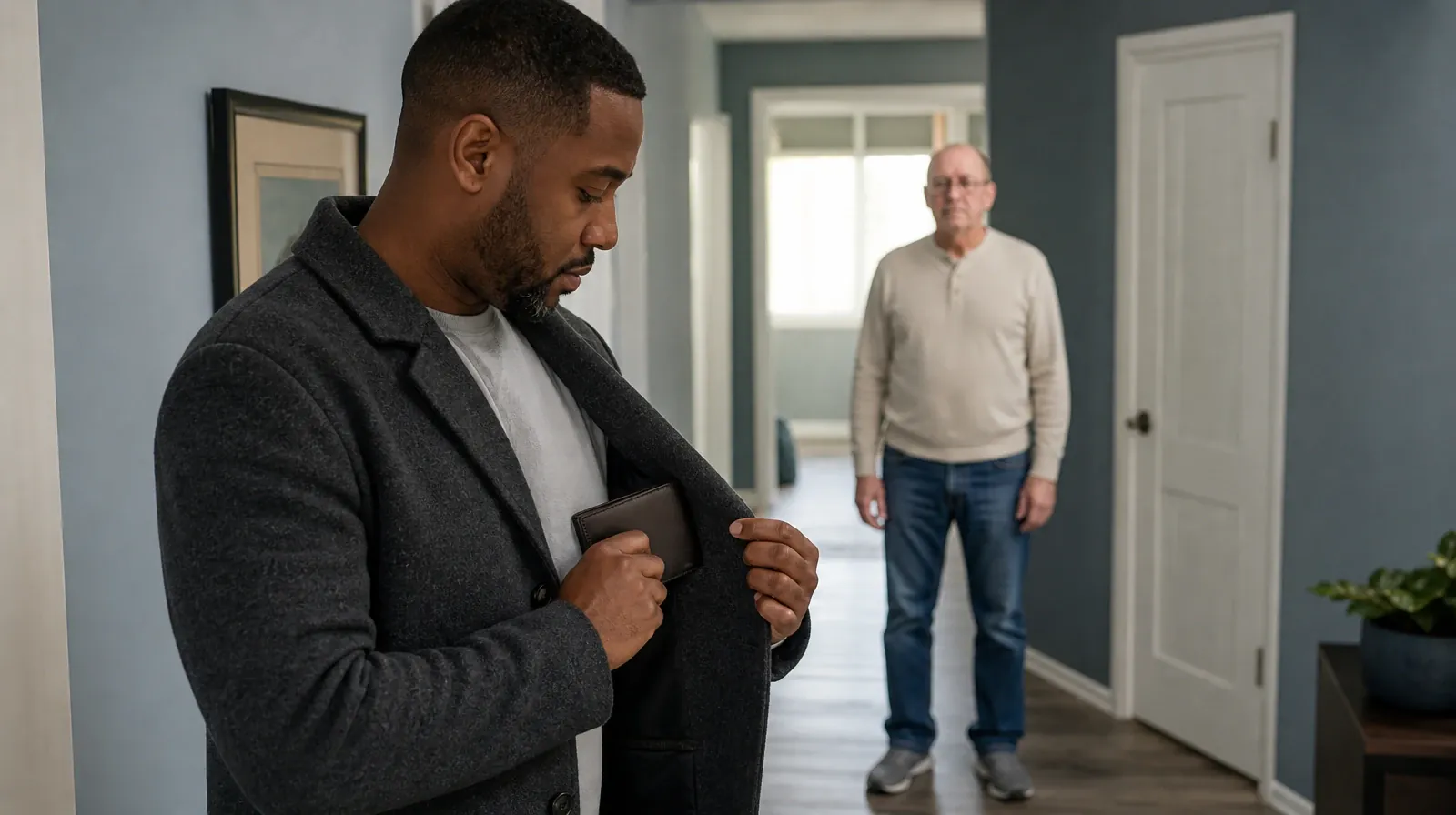 Fentanyl Addiction Treatment for Miami, FL Residents | An adult puts a plain wallet into a coat pocket while another adult… An adult puts a plain wallet into a coat pocket while another adult… · Fentanyl Addiction Treatment for Miami, FL Residents
