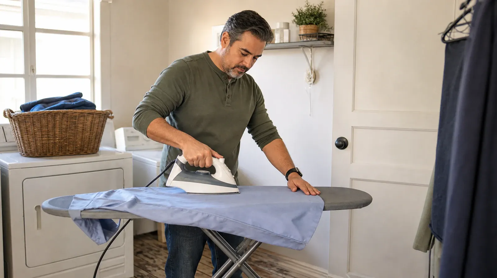 Alcohol Addiction Treatment for Coconut Grove, Miami, FL | An adult irons a plain cotton shirt on an ironing board in a… An adult irons a plain cotton shirt on an ironing board in a… · Alcohol Addiction Treatment for Coconut Grove, Miami, FL