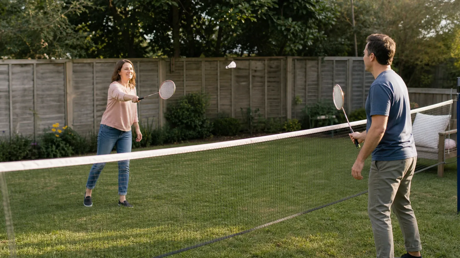 Polysubstance Addiction Treatment for Coconut Grove, Miami, FL | Two adult friends exchange a gentle badminton shot across… Two adult friends exchange a gentle badminton shot across… · Polysubstance Addiction Treatment for Coconut Grove, Miami, FL