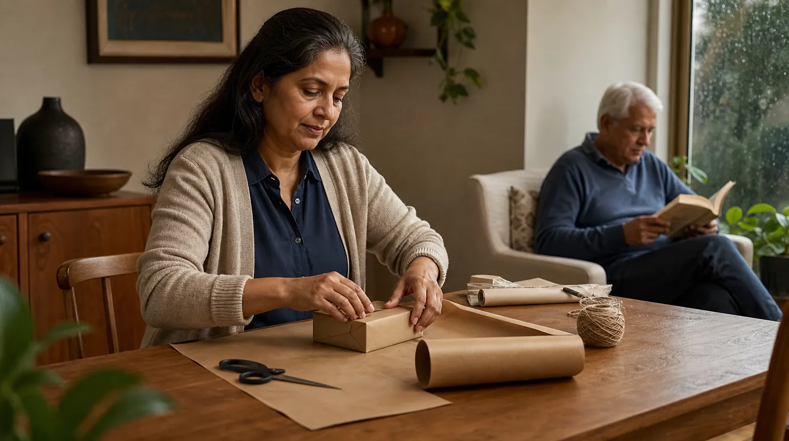 An adult wraps a small box in plain brown paper · Supporting an Adult Loved One for Coral Way, Miami, FL Residents