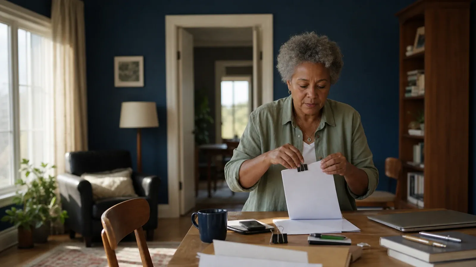 An adult clips together a small stack of blank paper · Residential Addiction Treatment for Liberty City, Miami, FL