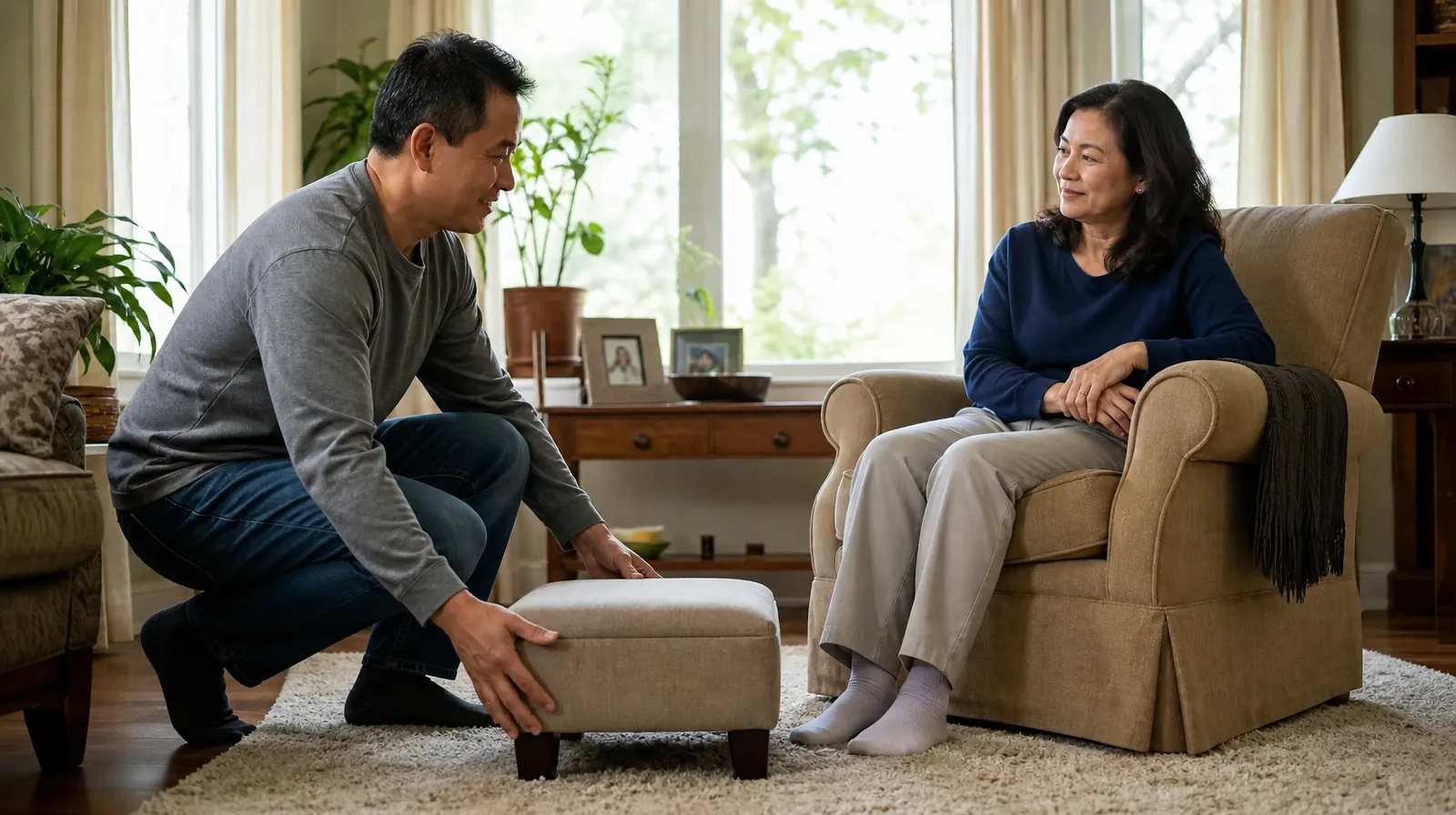 An adult places a small footrest near another adult… · Opioids Addiction Treatment for Liberty City, Miami, FL Residents