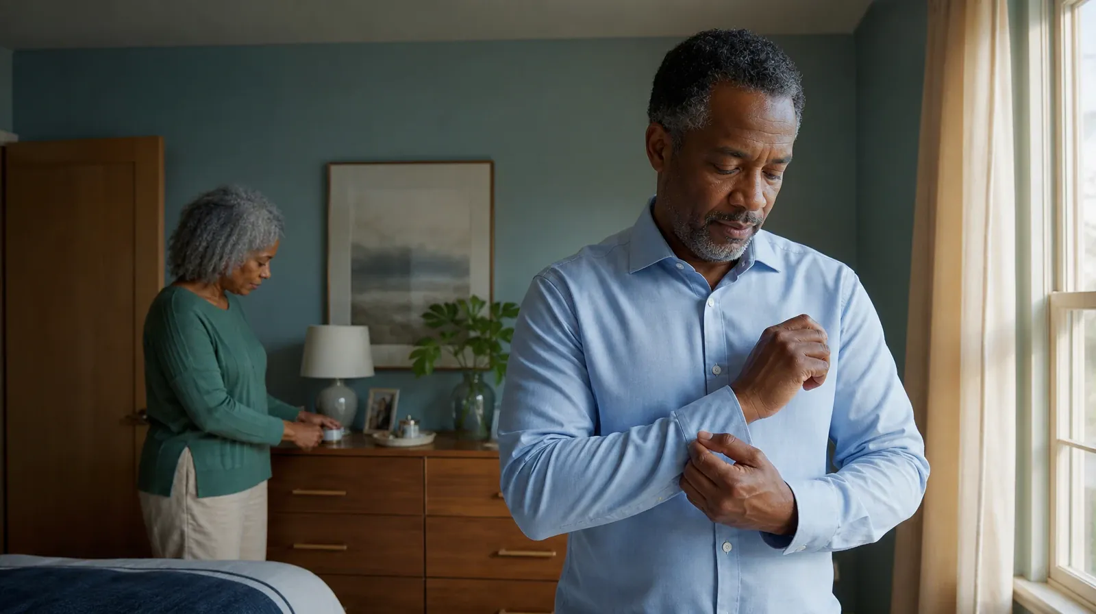 Planning Time Away for Treatment for Little Haiti, Miami, FL | An adult buttons a shirt cuff near a window An adult buttons a shirt cuff near a window · Planning Time Away for Treatment for Little Haiti, Miami, FL