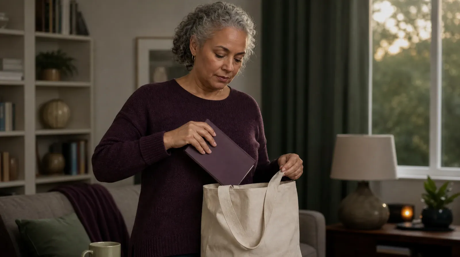 An adult places a closed journal in a fabric tote · Residential Addiction Treatment for Miami Shores, FL
