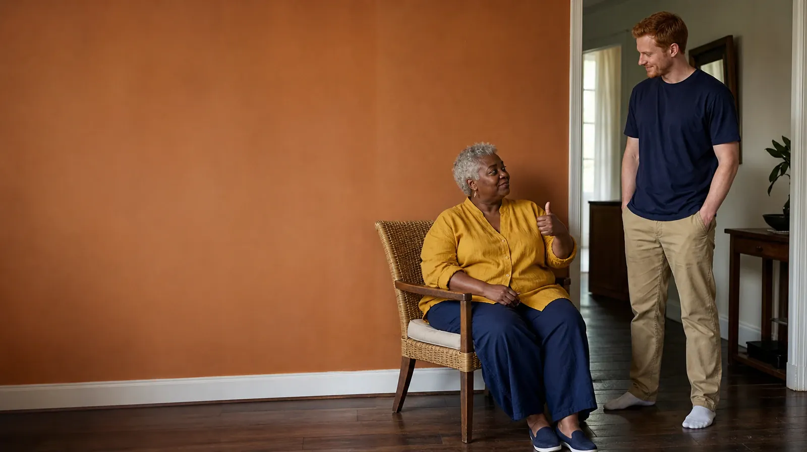 A seated adult gives a small thumbs-up to another adult… · Prescription drugs Addiction Treatment for Miami Shores, FL