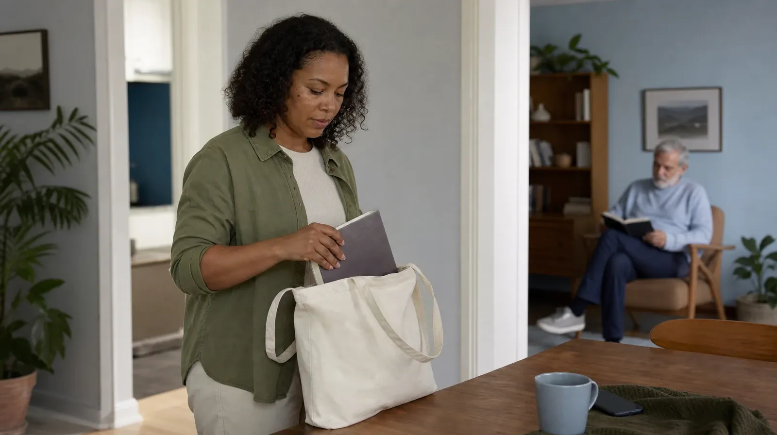 An adult places a closed journal in a fabric tote · Residential Addiction Treatment for Miami Springs, FL