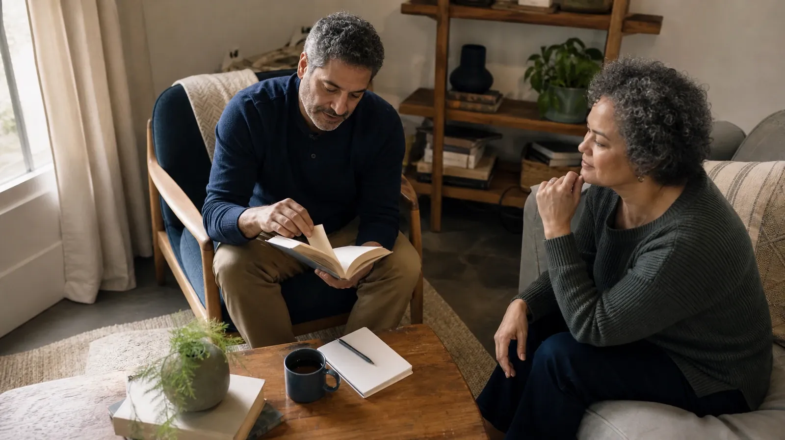 An adult places a bookmark in an unlettered book · Planning a Treatment Assessment for Upper Eastside, Miami, FL