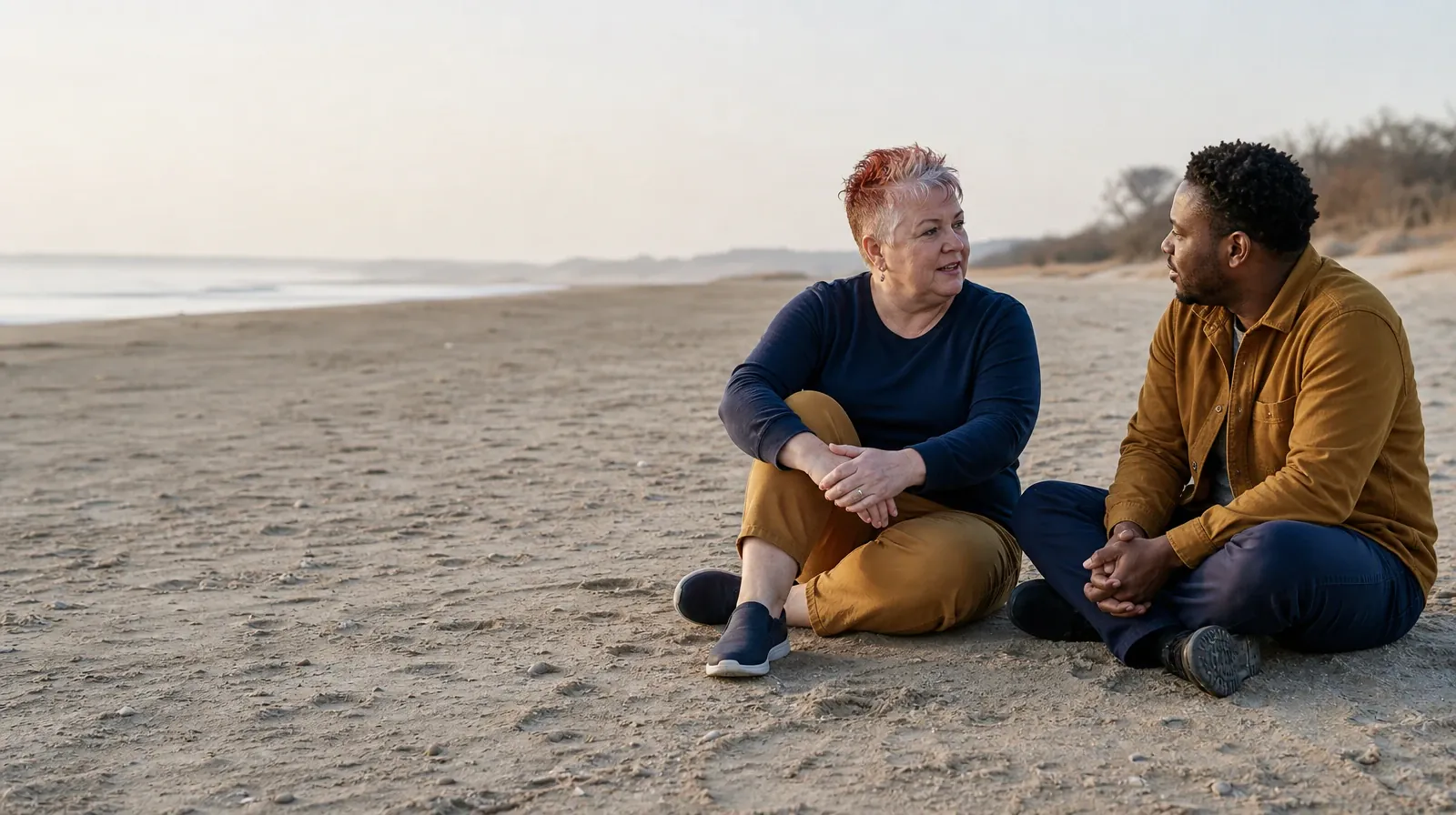Fentanyl Addiction Treatment for Wynwood, Miami, FL Residents | Two adults sit facing each other on sand, one cross-legged… Two adults sit facing each other on sand, one cross-legged… · Fentanyl Addiction Treatment for Wynwood, Miami, FL Residents