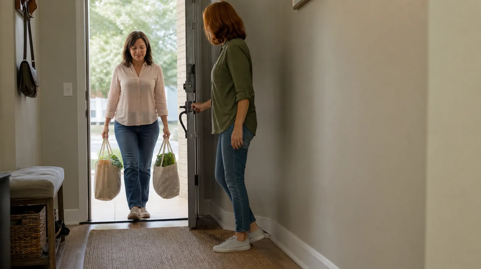 Starting a Treatment Conversation for Middle Torch Key, FL | One adult holds a home door open while a friend carries two… One adult holds a home door open while a friend carries two… · Starting a Treatment Conversation for Middle Torch Key, FL