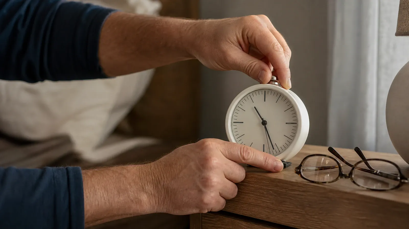 Adult hands adjust a plain analog alarm clock beside… · Supporting an Adult Loved One for Middle Torch Key, FL Residents