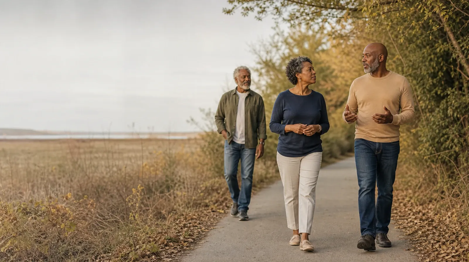 Planning a Treatment Assessment for Miramar, FL Residents | Three adults walk and talk on an unmarked neighborhood path Three adults walk and talk on an unmarked neighborhood path · Planning a Treatment Assessment for Miramar, FL Residents