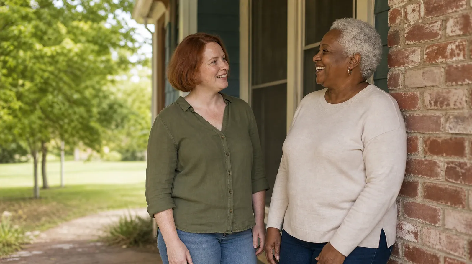 Cocaine Addiction Treatment for No Name Key, FL Residents | Two adults share a small laugh on a porch, with one leaning a… Two adults share a small laugh on a porch, with one leaning a… · Cocaine Addiction Treatment for No Name Key, FL Residents