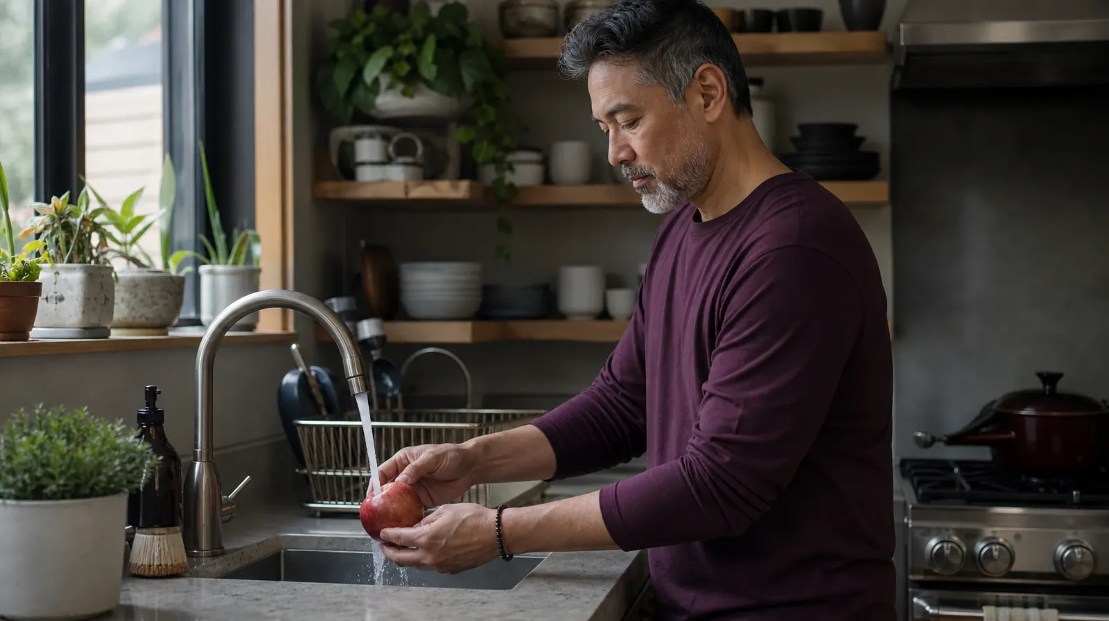 An adult rinses an apple at a kitchen sink · Benzodiazepines Addiction Treatment for North Lauderdale, FL