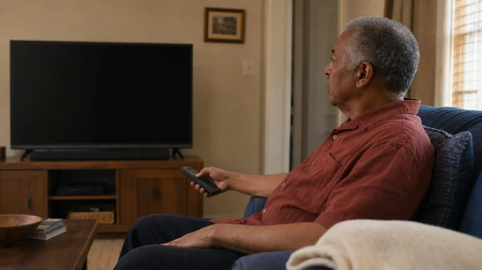 Returning Home After Treatment for Opa-locka, FL Residents | An adult lowers a remote while seated beside a television with… An adult lowers a remote while seated beside a television with… · Returning Home After Treatment for Opa-locka, FL Residents