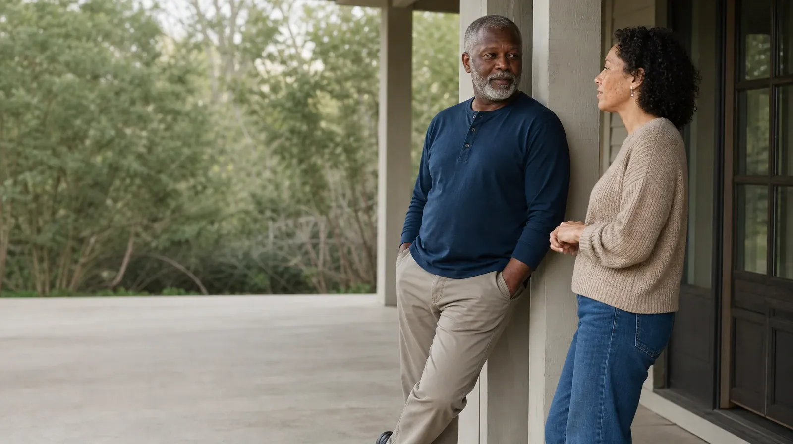 Two adults share a calm porch conversation · Addiction Treatment for Opa-locka, FL Residents