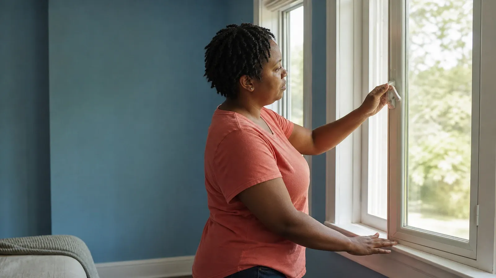 An adult gently closes a hinged casement window using its interior… · Drug and Alcohol Detox for Palm Springs, FL Residents