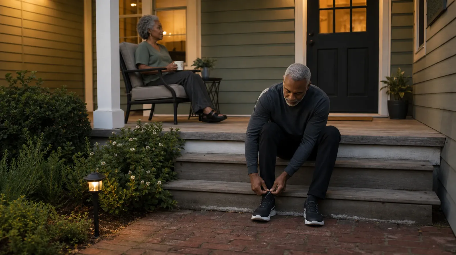 An adult ties a shoe on a low home step · Fentanyl Addiction Treatment for Palm Springs, FL Residents
