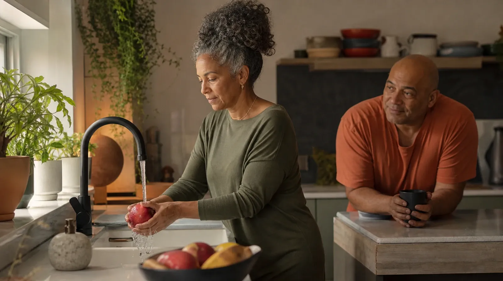 An adult rinses an apple at a kitchen sink · Fentanyl Addiction Treatment for Palmetto Bay, FL Residents